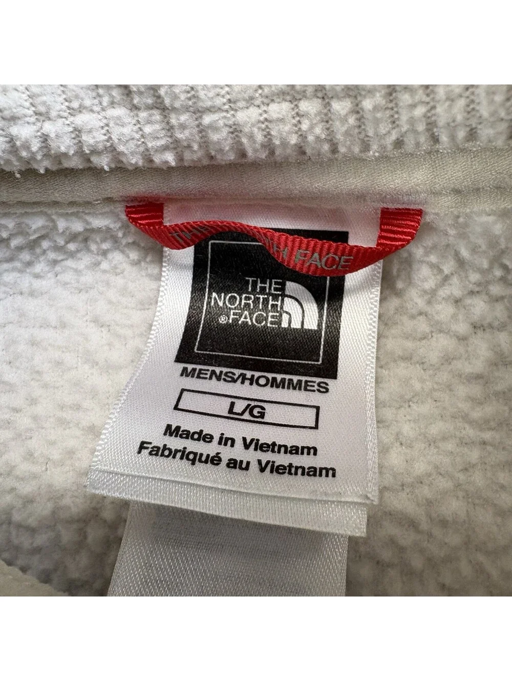 The North Face 1/4 Zip Waffle Knit Fleece Pullover Size Large White Ivory